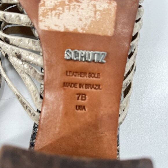 Schutz Leather Snakeskin Sandals Block Heel Sz 7 - Picture 8 of 8